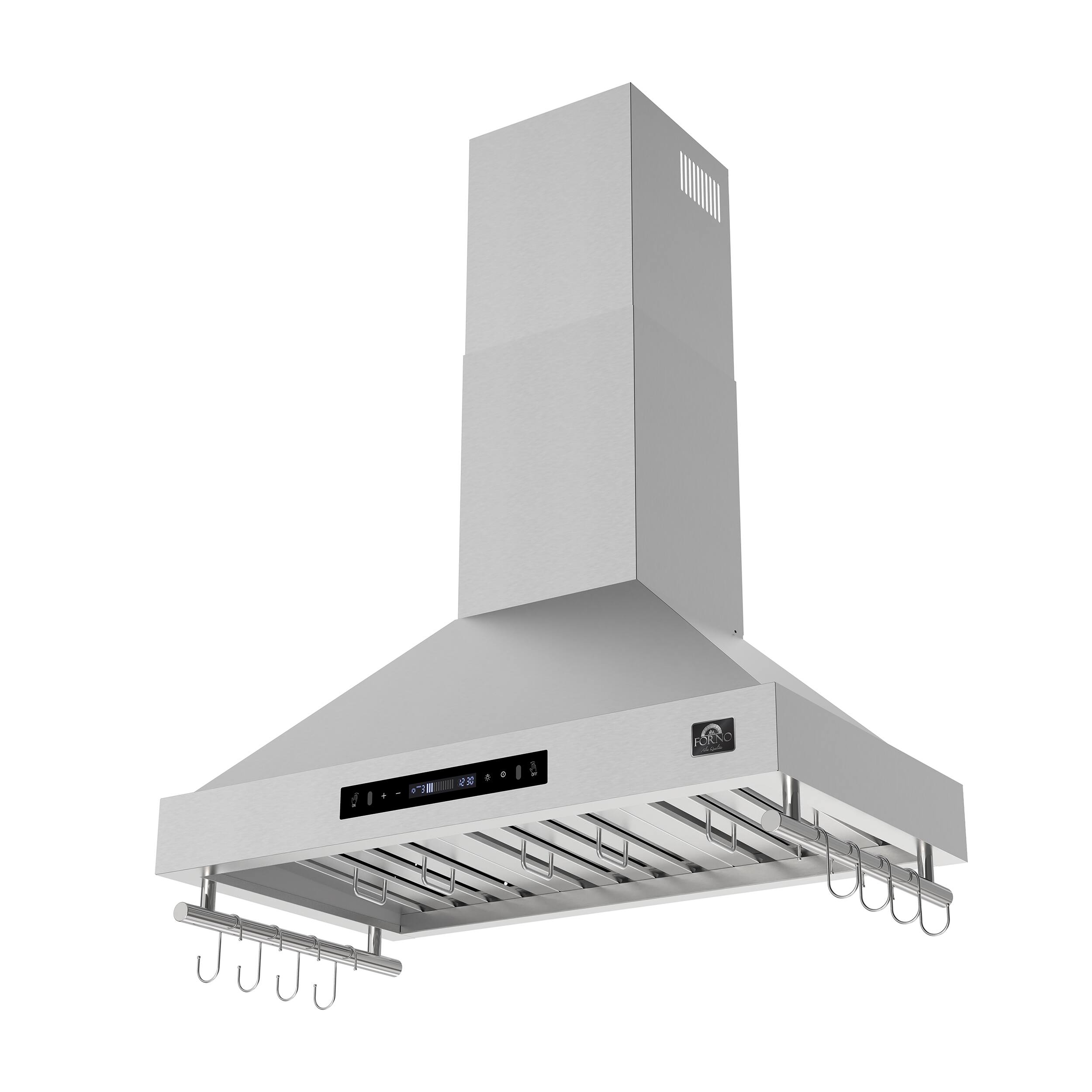 Angle. Forno Appliances - Venezia 36" Wall-Mounted Range Hood with Touch Controls and Baffle Filters - Stainless Steel.