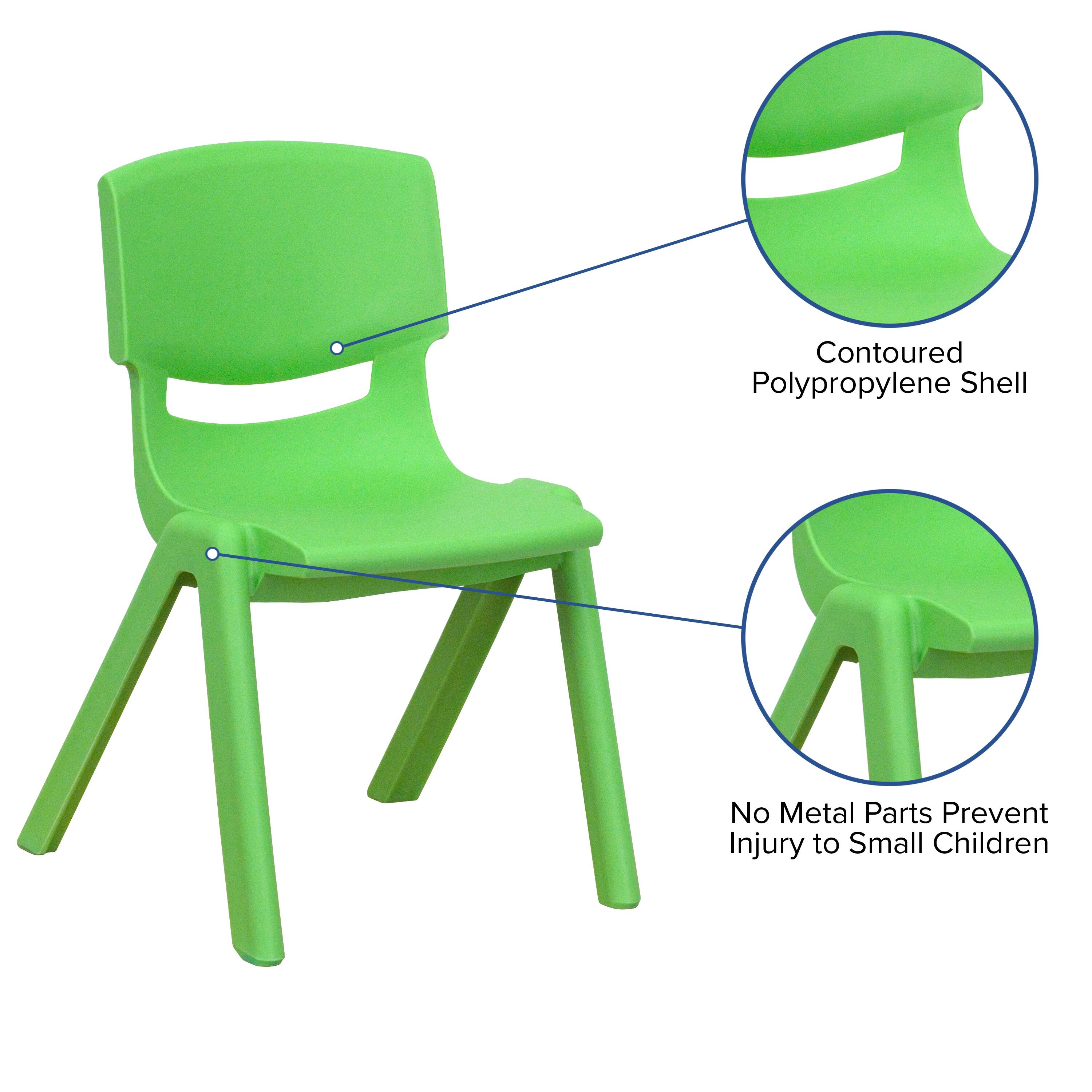 Contoured Polypropylene Shell  
No Metal Parts Prevent Injury to Small Children