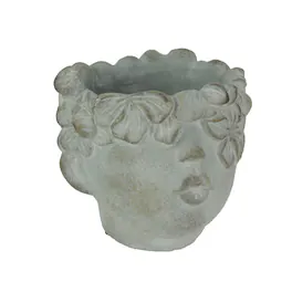 Mayrich Company - Pucker Up Concrete Head Kissing Face Mini Decor Succulent Planter 7 Inch Tall - Gray