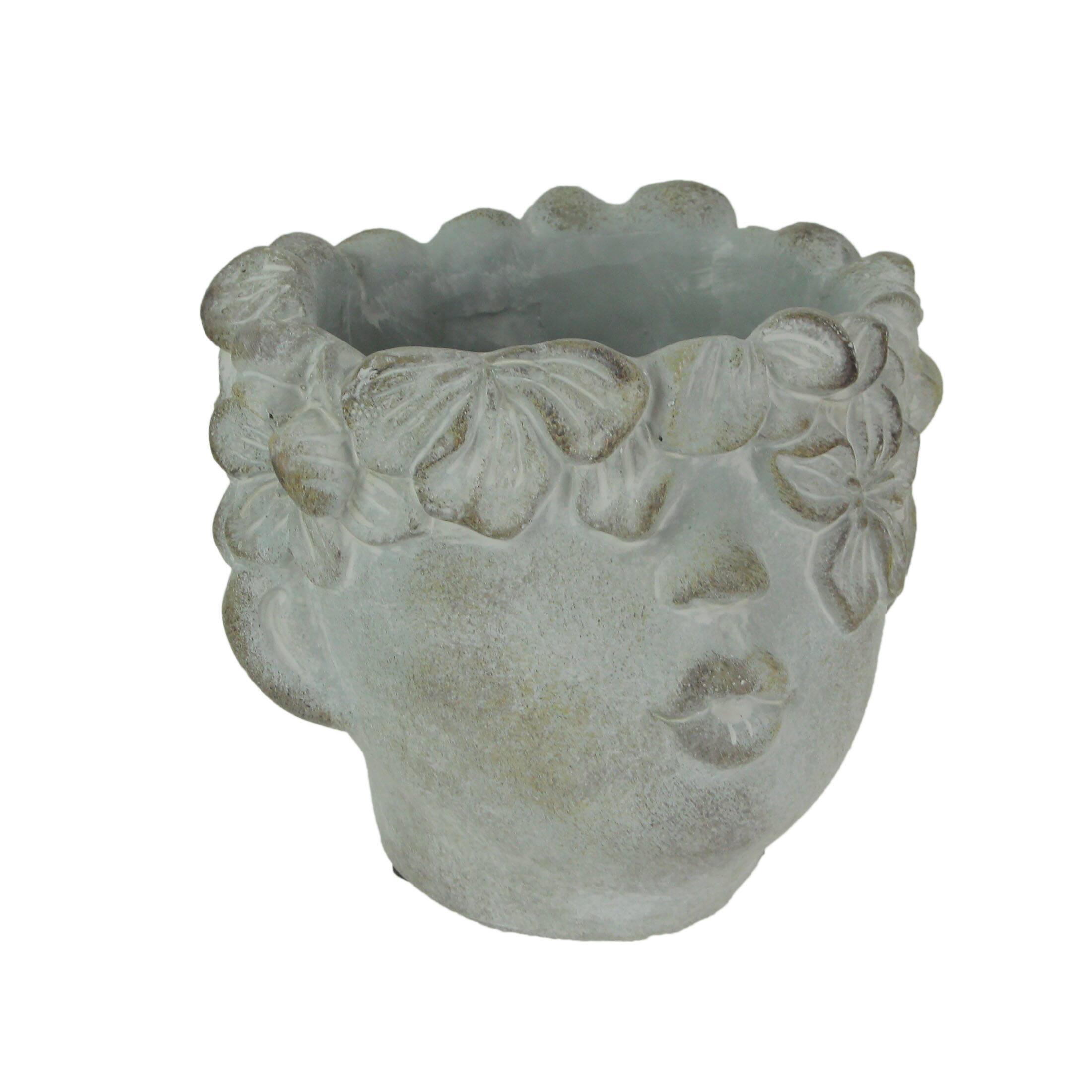 Front. Mayrich Company - Pucker Up Concrete Head Kissing Face Mini Decor Succulent Planter 7 Inch Tall - Grey.