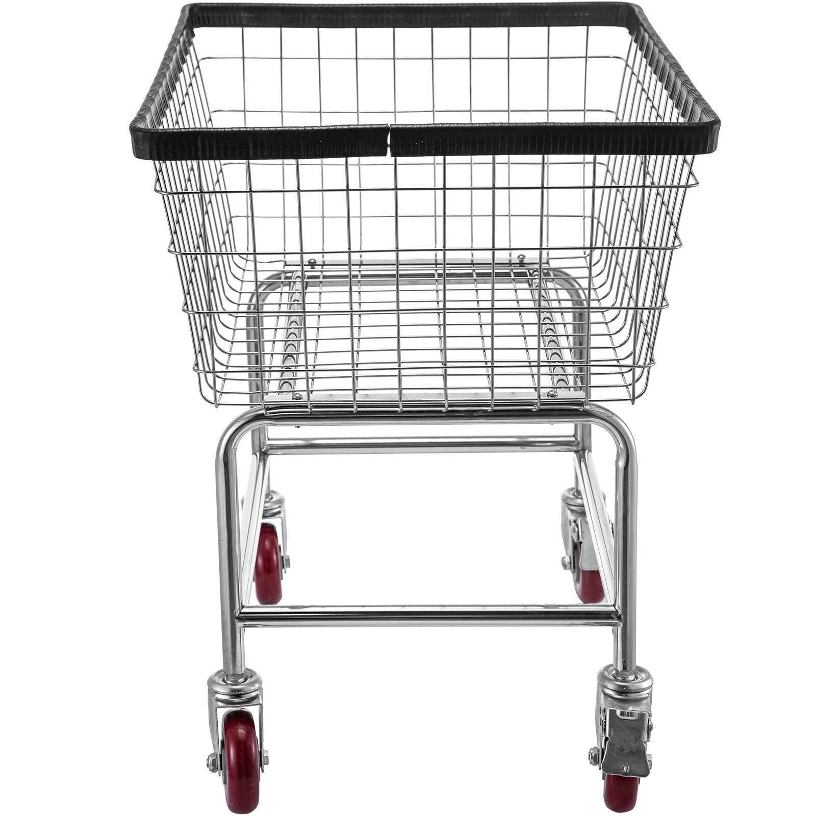 Left. LOVMOR - 2.5 Bushel Commercial Laundry Basket Cart with Wheels, 21 x 27 x 27.5 in. - Natural.