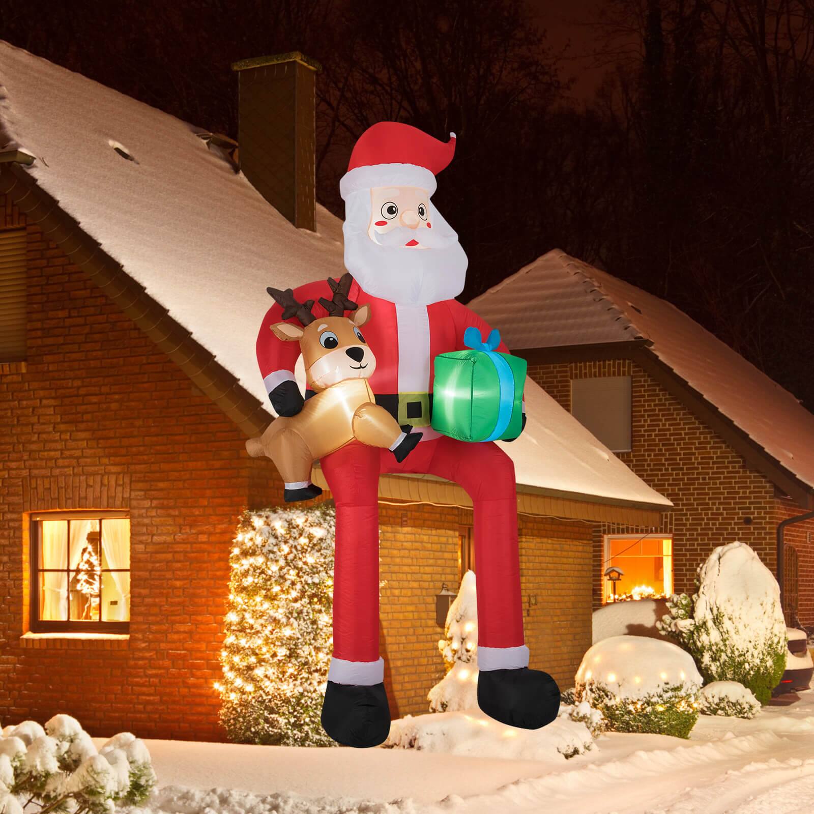 Alt View 1. Costway - Costway 9.5 FT Christmas Inflatable Santa Decoration with Built-in LED Lights for Yard - Multicolor.