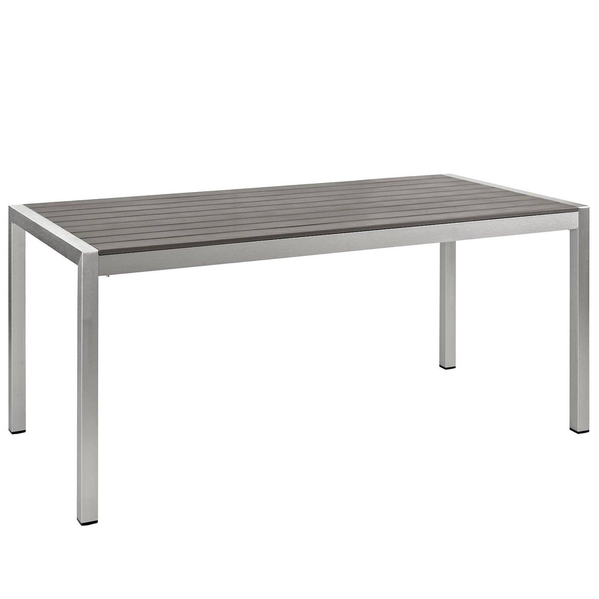 Alt View 1. Modway - Shore 7-Piece Outdoor Aluminum Patio Dining Set - Seats 6, Anodized Brushed Aluminum Frame - Silver Black.