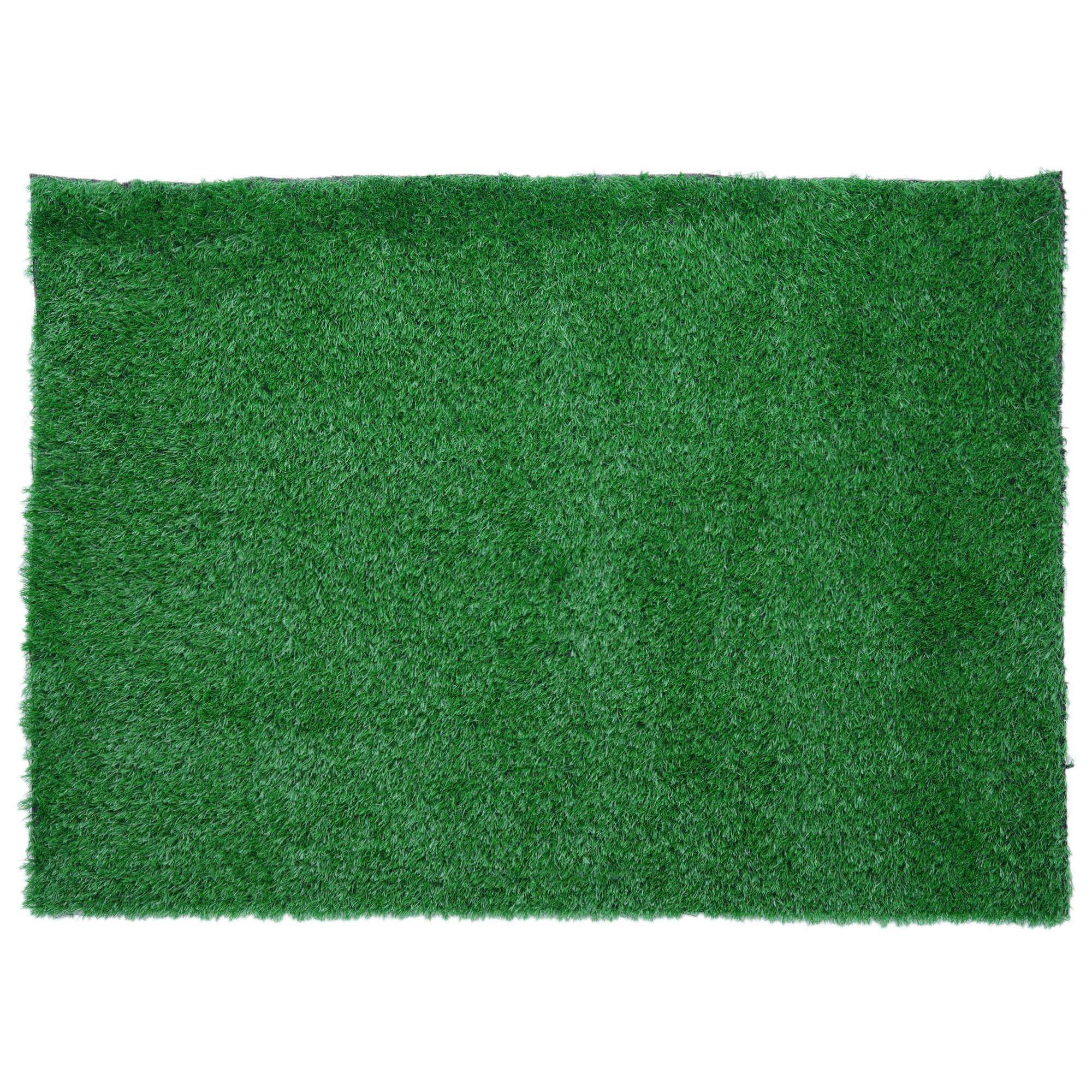 Angle. Famapy - Artificial Grass Turf Rug Indoor Outdoor Large Fake Lawn Carpet for Balcony Patio Garden Pet-Friendly - Dark Green.
