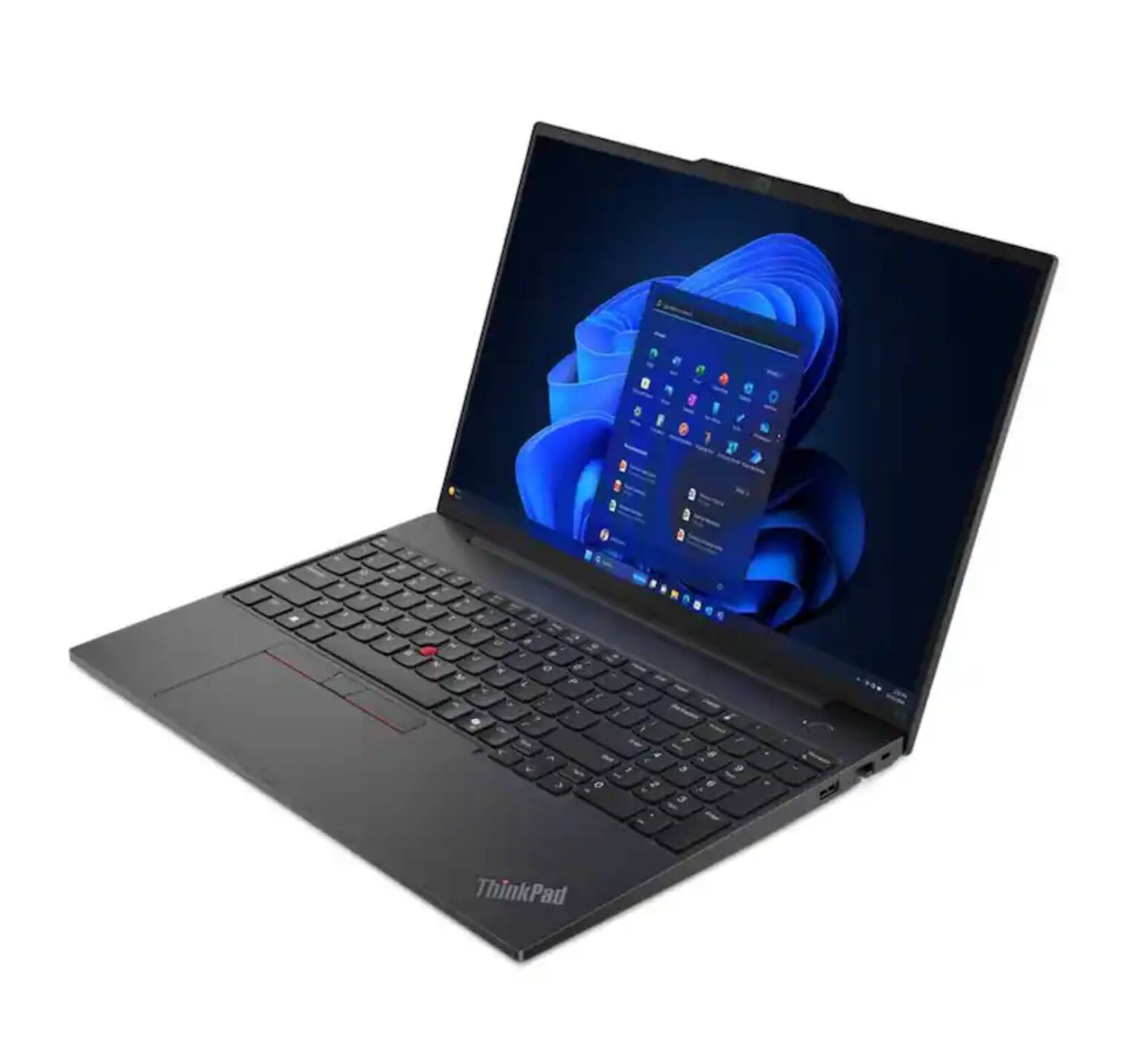 Angle. Lenovo - Lenovo ThinkPad E16 Gen 2 AMD Laptop, 16" IPS  60Hz, Ryzen 7 7735U, 16GB, 1TB SSD - Graphite Black.