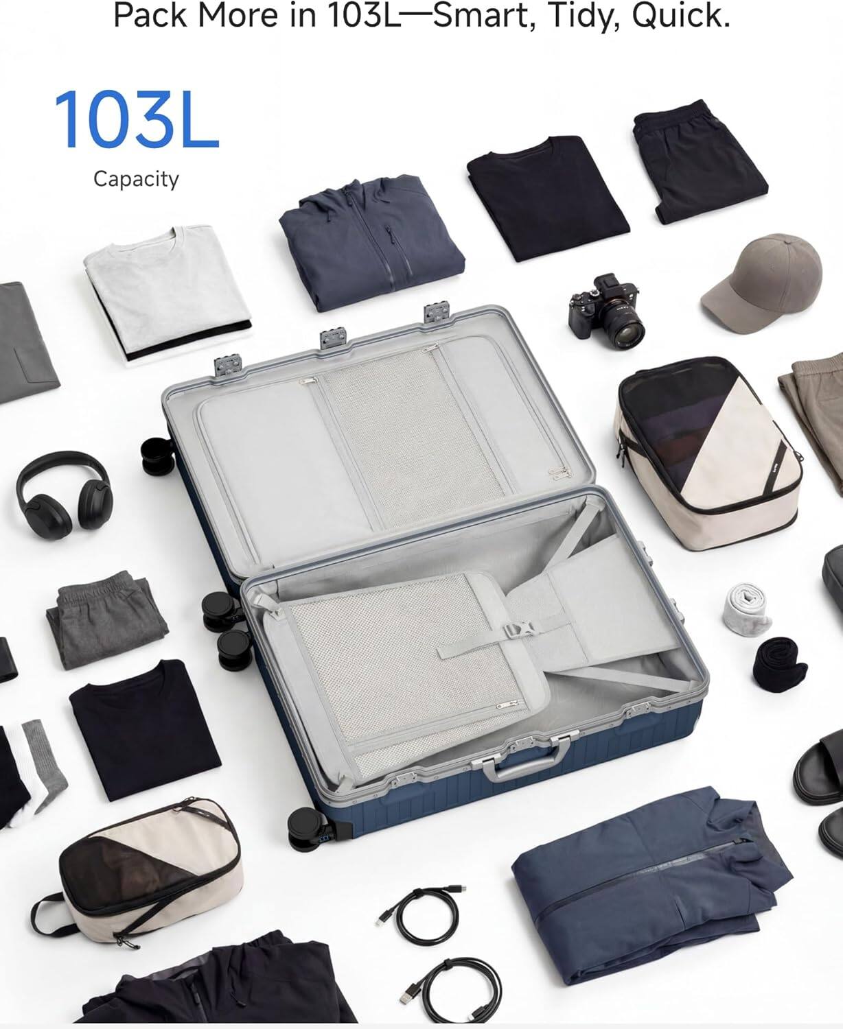 LUGGEX 28 Inch Aluminum Frame Zipperless Polycarbonate Spinner