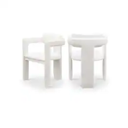 Meridian Furniture - Brenda Cream Vegan Leather Dining Chair, Set of 2 - Beige