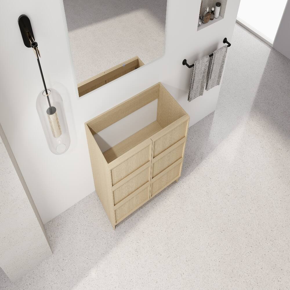 Alt View 3. Loheer - Loheer 36 inch freestanding bathroom vanity, dune oak vanity cabinet, plywood vanity base only - Dune Oak.
