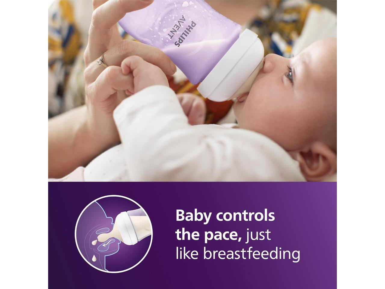 Baby controls the pace, just like breastfeeding
