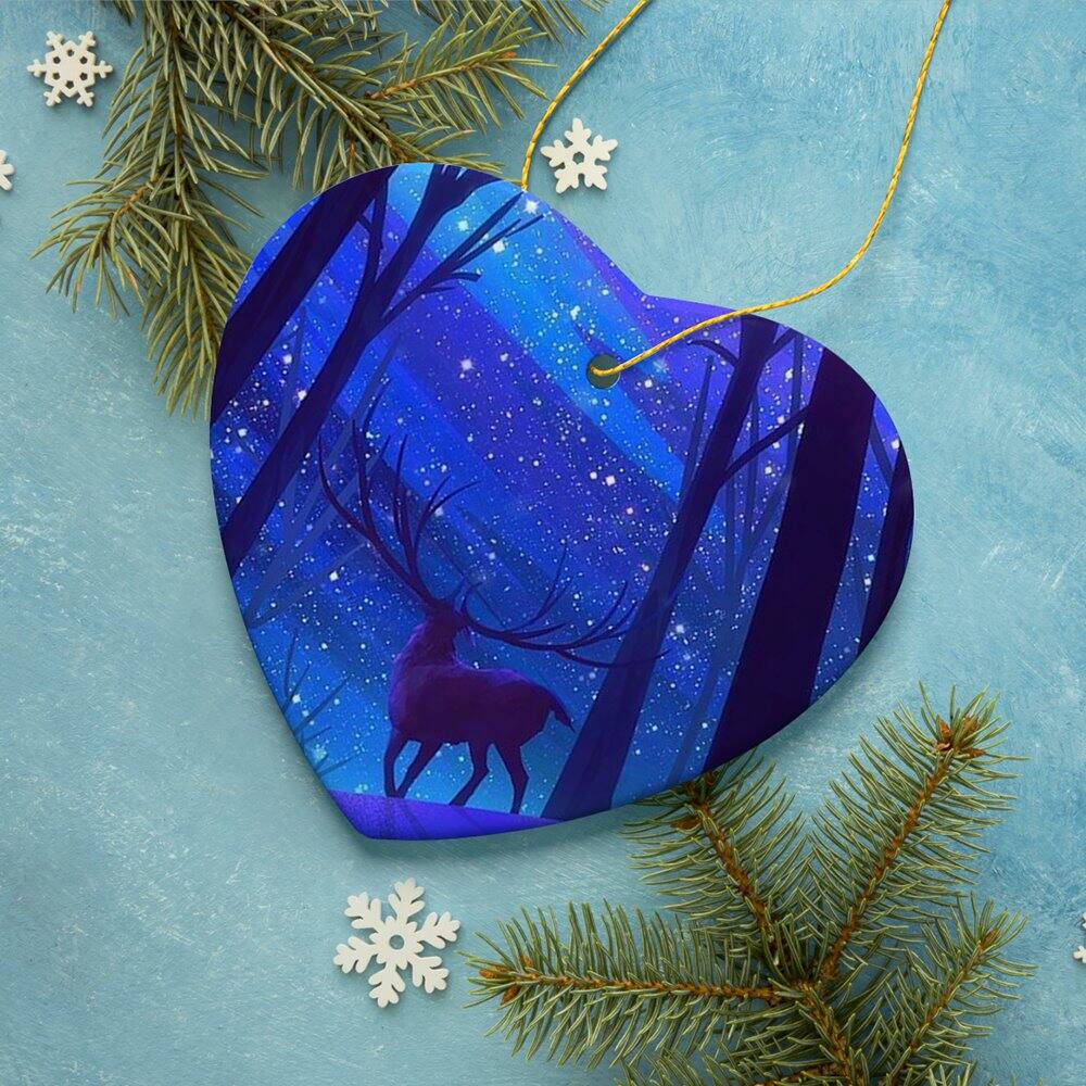 Back. OrnamentallyYou - Magical Forest Winter Deer Christmas Ornament - Multi-colored.