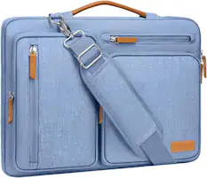 Front. mosiso - 360 Protective Laptop Shoulder Bag 15-15.6 inch Computer Messenger Bag for MacBook Pro 16 inch HP Dell Lenovo Asus - Sky Blue.