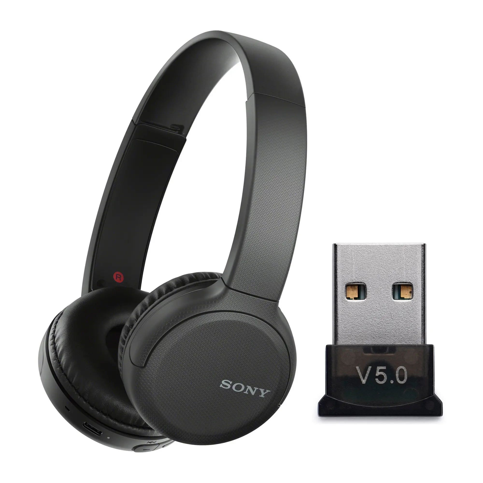Sony - WH-CH510 Wireless On-Ear Headphones with USB Bluetooth Dongle Adapter - Black