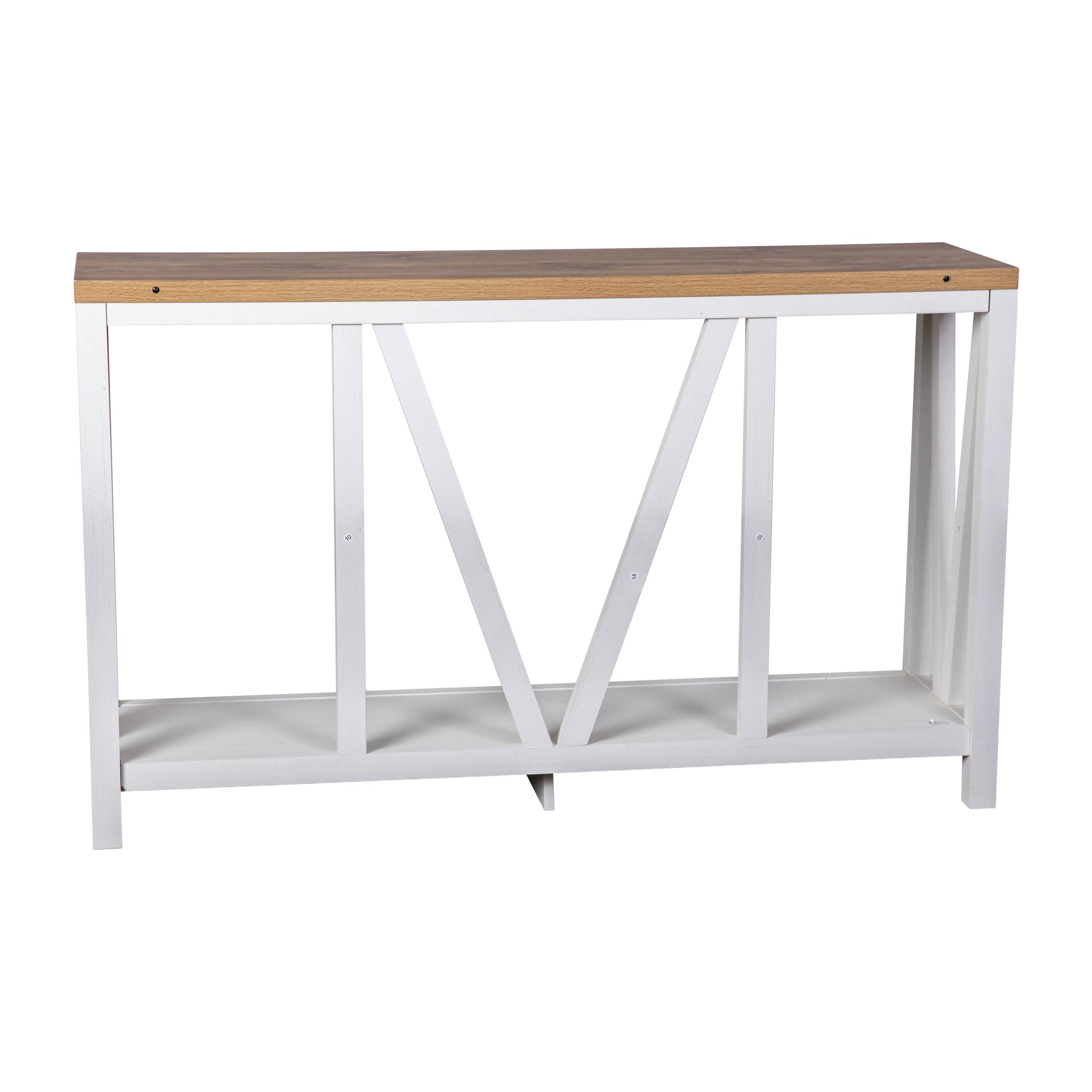 Alt View 7. Emma + Oliver - Owen Modern Farmhouse Entryway Console Accent Table - Warm Oak Top/White Frame.