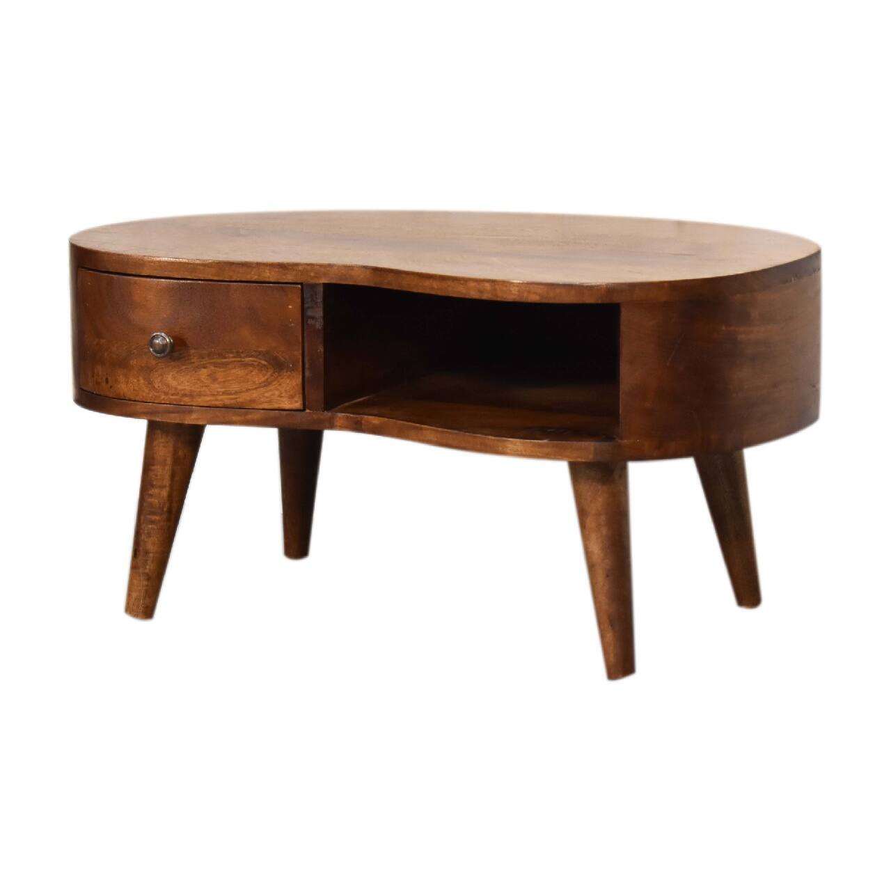 Left. Artisan Furniture - Artisan Furniture Solid Wood Mini Chesnut Wave Coffee Table - Brown.