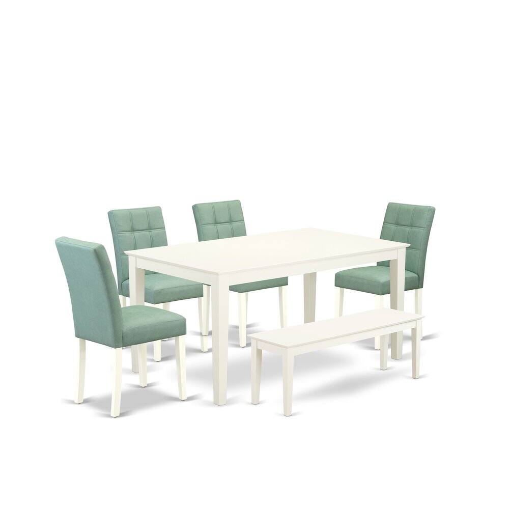 Back. East West Furniture - 6 Piece Table Set consists A Wood Table - White.