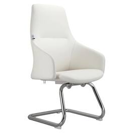 LeisureMod - Celeste Office Chair Upholstered in Leather with Iron Frame Ergonomic Desk Chair for Home Office and Task Seating - White