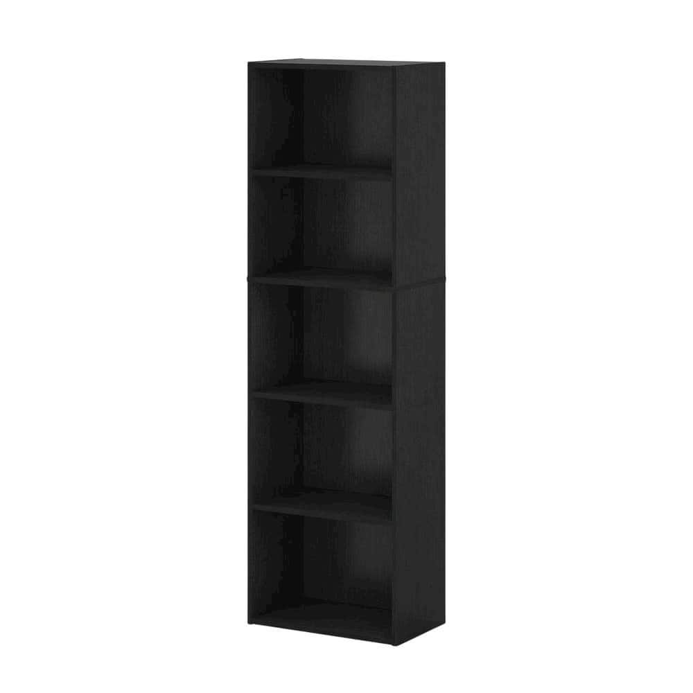FurniFact - Wood Bookcase with Open Shelving for Living Room or Office Storage - Blackwood