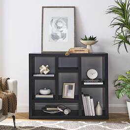 APRILSOUL - Open Wooden Open Shelf Bookcase, Freestanding Display Storage Cabinet with 7 Cube Storage Spaces