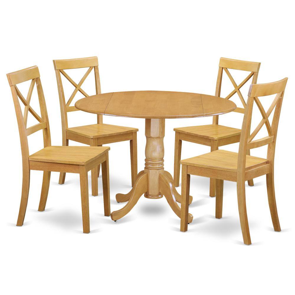 Back. East West Furniture - Dining Room Set Oak - Brown.