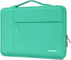 Front. mosiso - 13.3-inch Slim Laptop Sleeve with Handle, Shock-Resistant Bubble Foam, Two Exterior Pockets - Biscay Green.