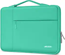 mosiso - 13.3-inch Slim Laptop Sleeve with Handle, Shock-Resistant Bubble Foam, Two Exterior Pockets - Biscay Green