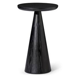 Maven Lane - Owen Rustic Wooden Drink Table, 12" Round Wood Side Table - Aged Black