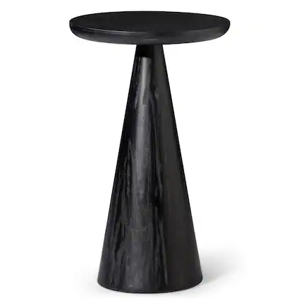Front. Maven Lane - Maven Lane Owen Rustic Wooden Drink Table, 12" Round Wood Side Table, Aged Black - Aged Black.