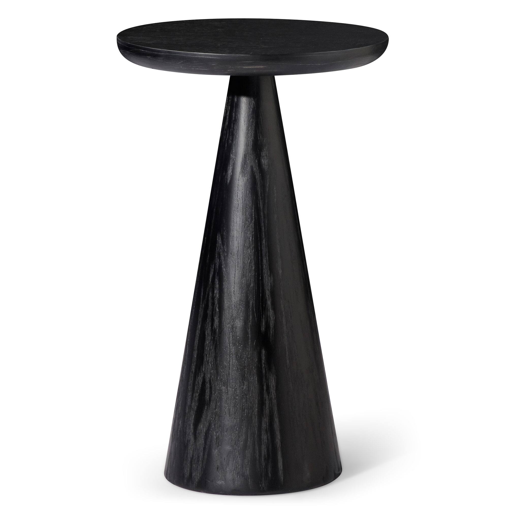 Front. Maven Lane - Maven Lane Owen Rustic Wooden Drink Table, 12" Round Wood Side Table, Aged Black - Aged Black.