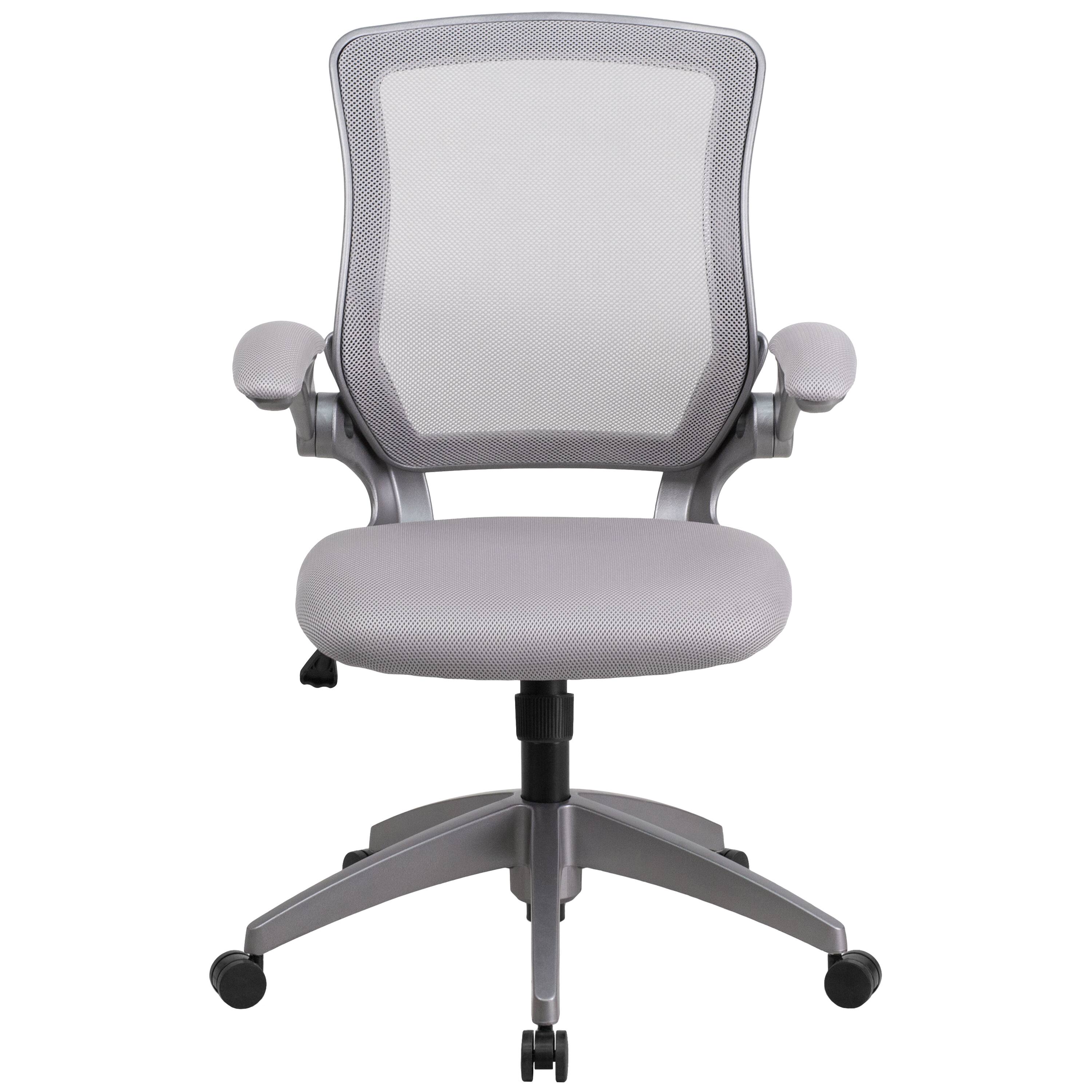 Alt View 7. Emma + Oliver - Mid-Back Mesh Swivel Ergonomic Task Office Chair with Gray Frame & Flip-Up Arms - Gray.