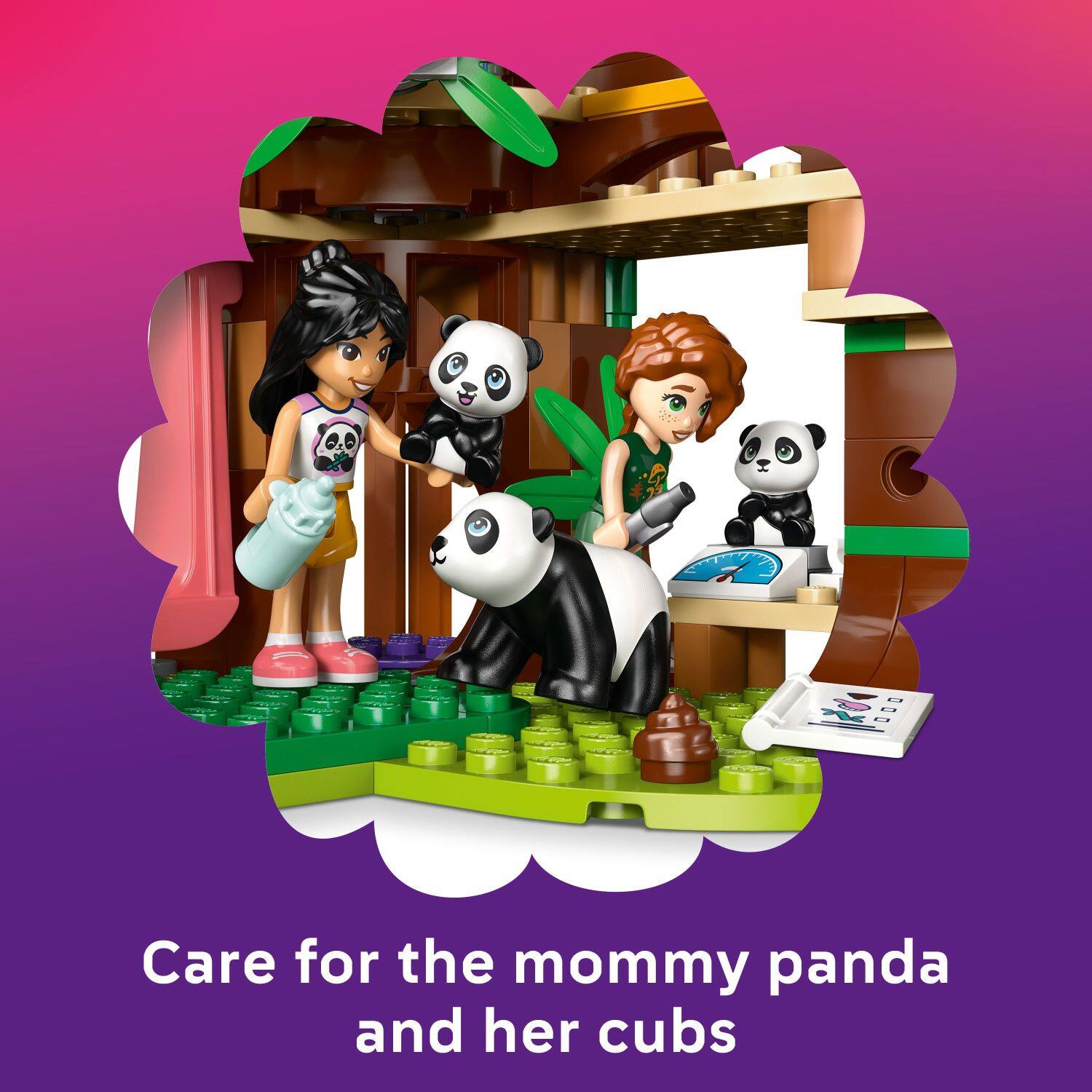 Care for the mommy panda and her cubs
