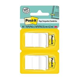 Post-it - Flags, 1", 2 Pads of 50, 100 Flags/Pack - White