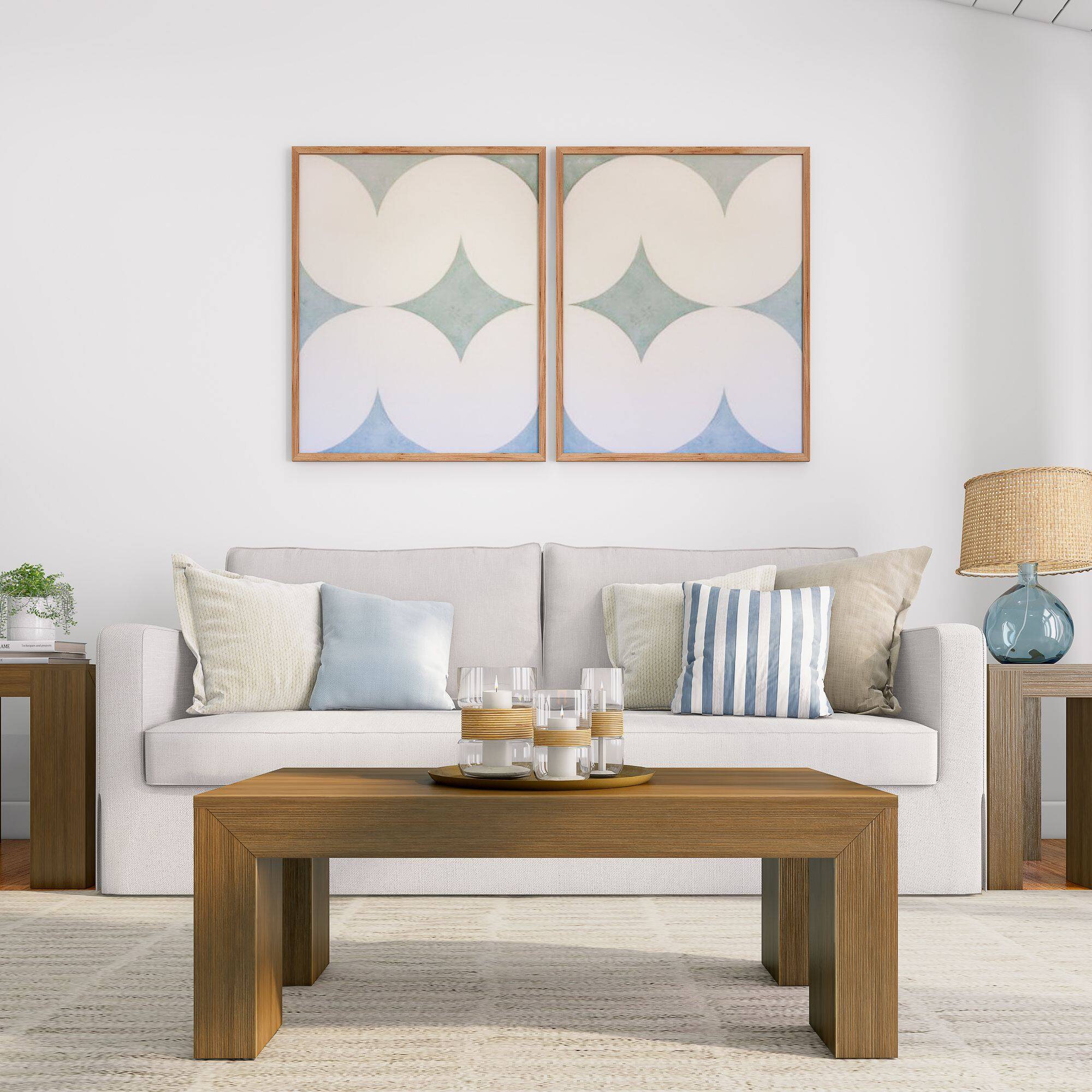 Alt View 1. Plank+Beam - Modern Rectangular Coffee Table (40in x 20in / 1020mm x 510mm), Pecan Wirebrush - Pecan Wirebrush.