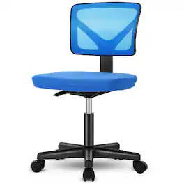 Bestier - Ergonomic Low-Back Mesh Armless Office Chair, Adjustable Swivel Rolling Computer Chair Home Office Desk Chair - Blue