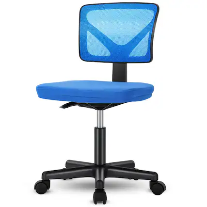 Front. Bestier - Ergonomic Low-Back Mesh Armless Office Chair, Adjustable Swivel Rolling Computer Chair Home Office Desk Chair - Blue.