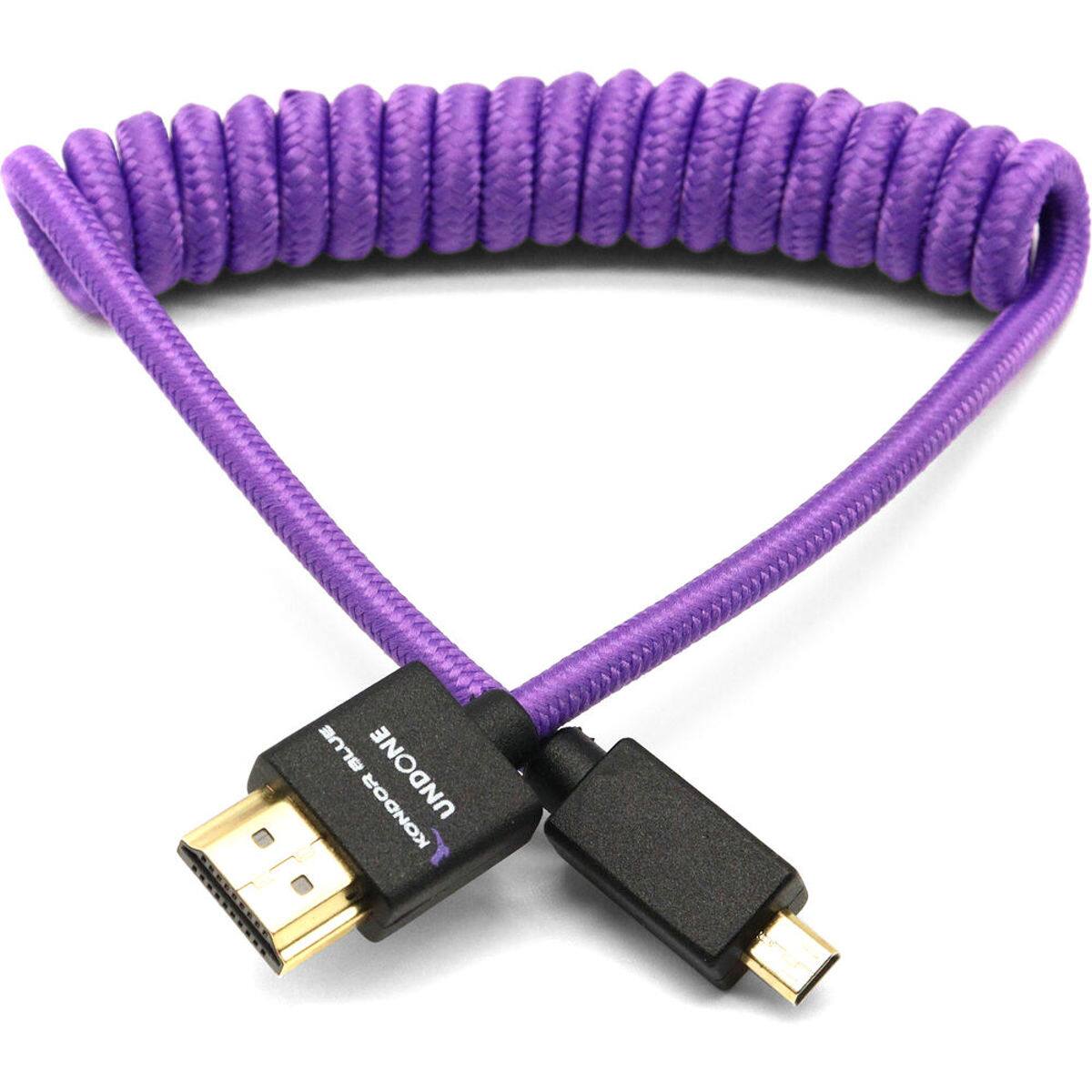 Kondor Blue - 12-24" Gerald Undone Limited Edition Micro-HDMI to Full HDMI Coiled Cable for On-Camera Monitors - Purple