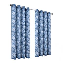 Olivia Gray - 100% Polyester 190 GSM Eloise Reversible Blackout Grommet Curtain Panel 54" x 90" - Blue