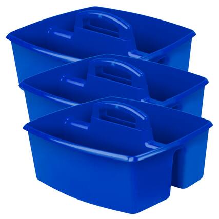 Front. Storex - Storex Large Caddy, Blue, Pack of 3.