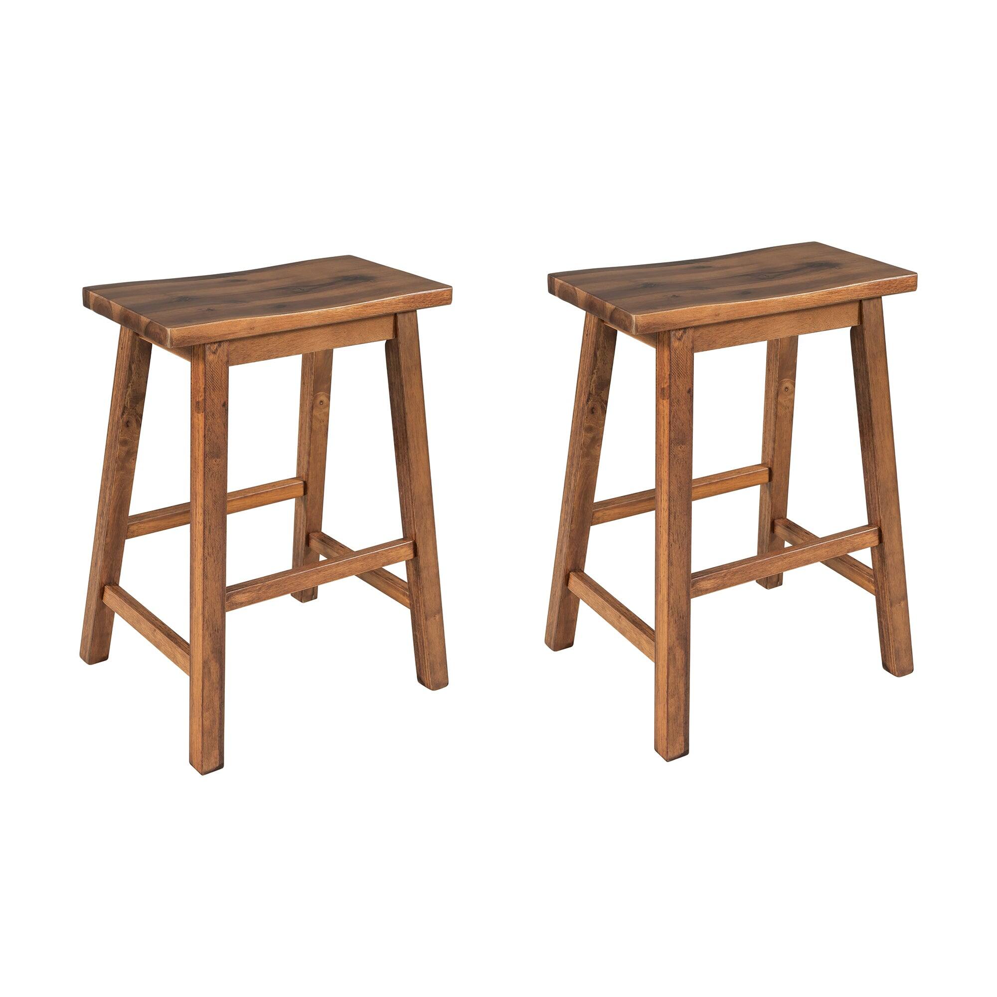 Alt View 9. Boyel Living - Rustic 3-Piece Kitchen Island Set with 2 Stools – Solid Wood, Butcher Block Top and Open Shelves - Brown+White.