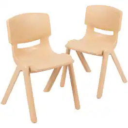 Emma + Oliver - 2 Pack Plastic Stack School Chair with 13.25"H Seat, K-2 School Chair - Natural