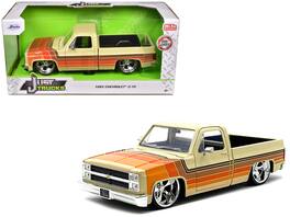Jada - 1985 Chevrolet C-10 Pickup Truck Beige with Stripes and Cartelli Wheels "Just Trucks" Series 1/24 - Beige