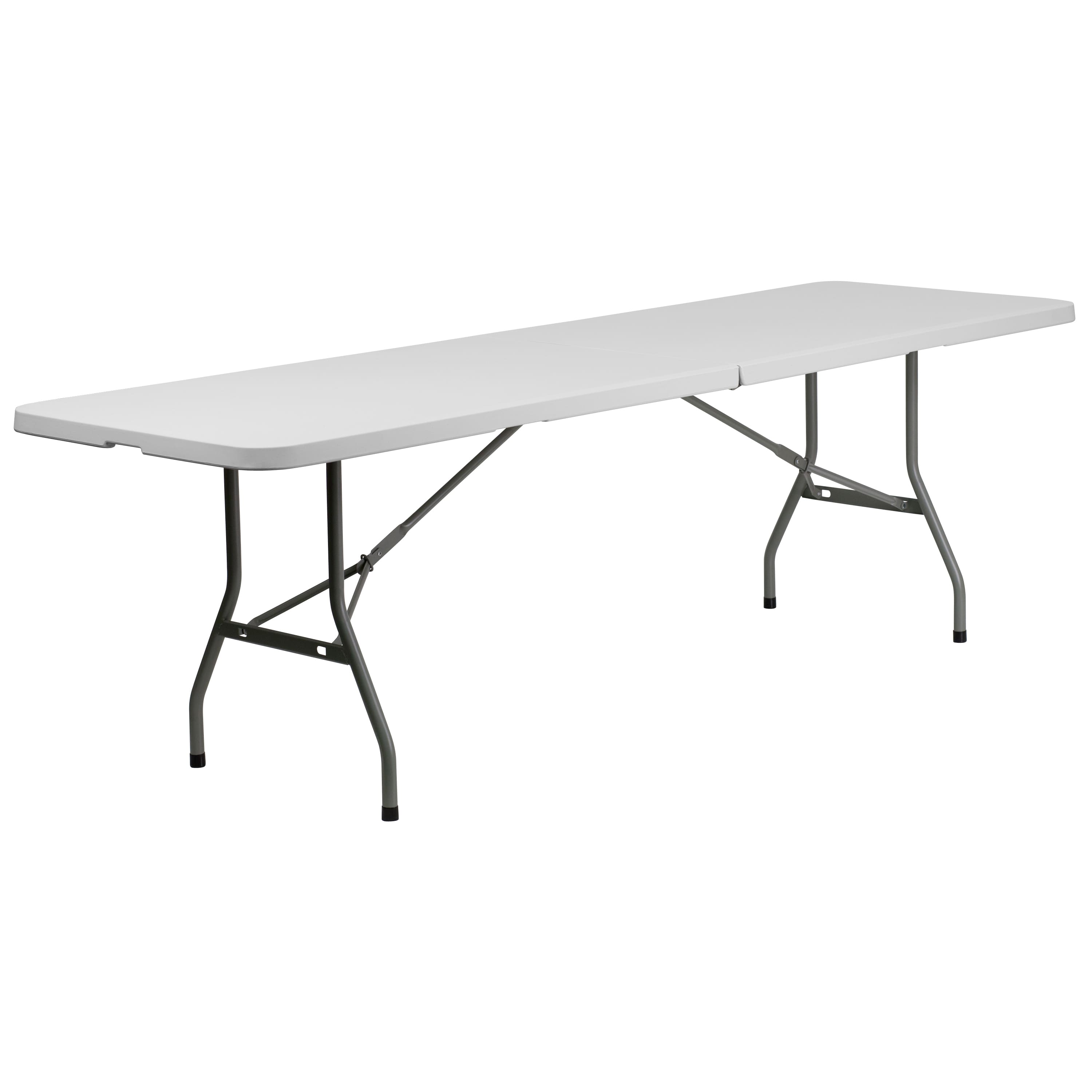 Alamont Home - Kathryn 8-Foot Bi-Fold Plastic Banquet and Event Folding Table with Handle - Granite White