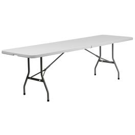 Alamont Home - Kathryn 8-Foot Bi-Fold Plastic Banquet and Event Folding Table with Handle - Granite White