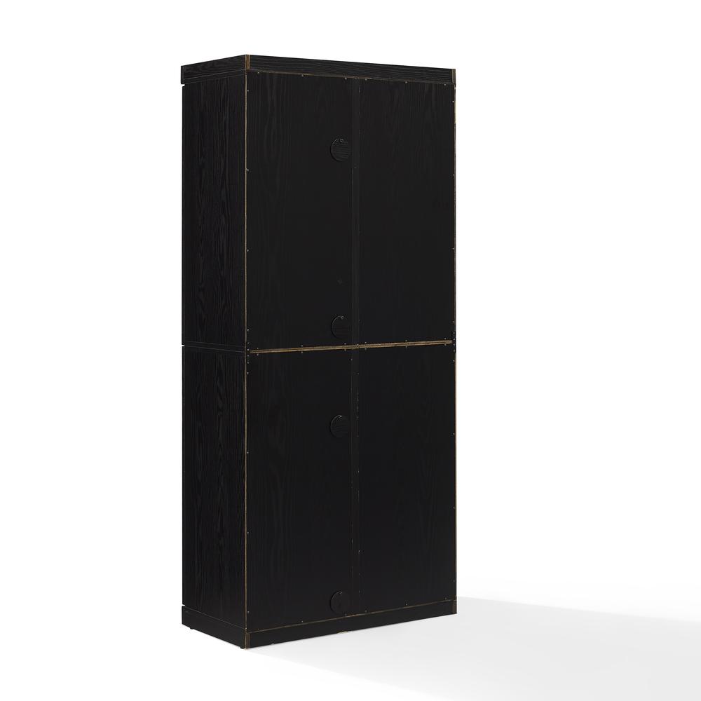 Back. Crosley Furniture - Essen Glass Door Kitchen Pantry Storage Cabinet - Black.
