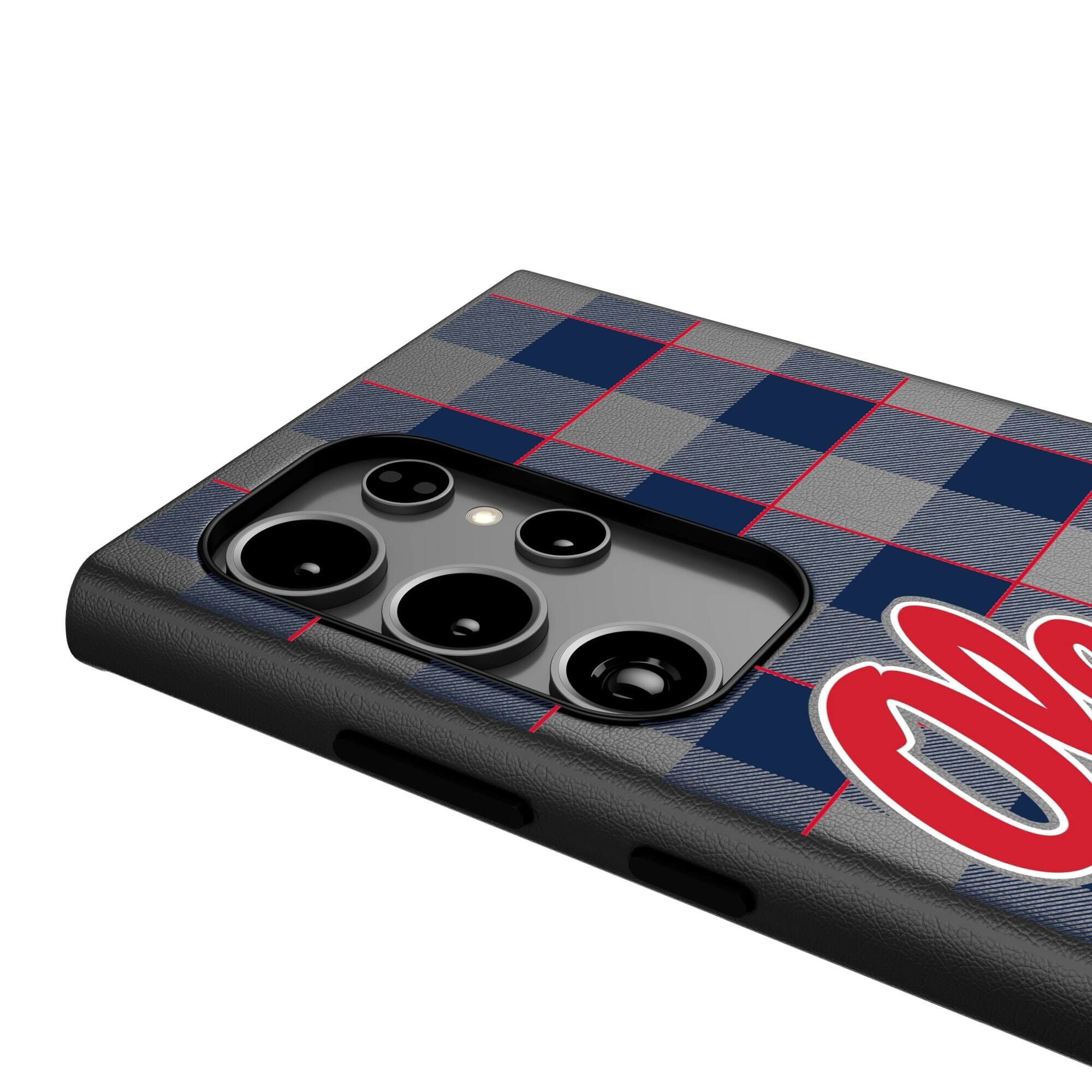 Alt View 3. Keyscaper - Ole Miss Rebels Plaid Galaxy Magnetic Bump Case - S24 - Black.