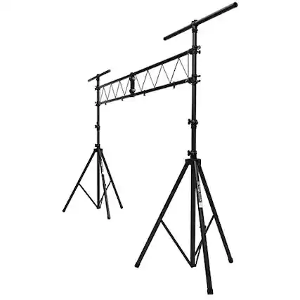 Front. On Stage Stands - On-Stage LS7730 Lighting Stand with Truss (Folding, Portable PAR Can and LED Light Rig for Theaters, Auditoriums, - Black.