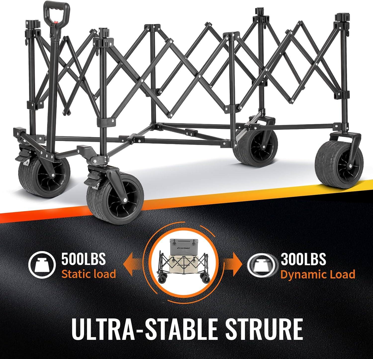 500LBS Static load, 300LBS Dynamic Load, ULTRA-STABLE STRURE