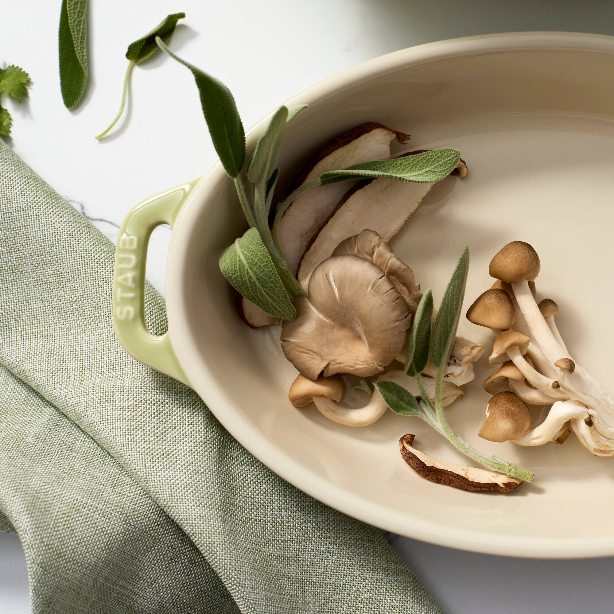 Alt View 3. Staub - Staub Ceramic 4-pc Baking Pans Set, Casserole Dish with Lid, Brownie Pan, Light Green - Light Green.