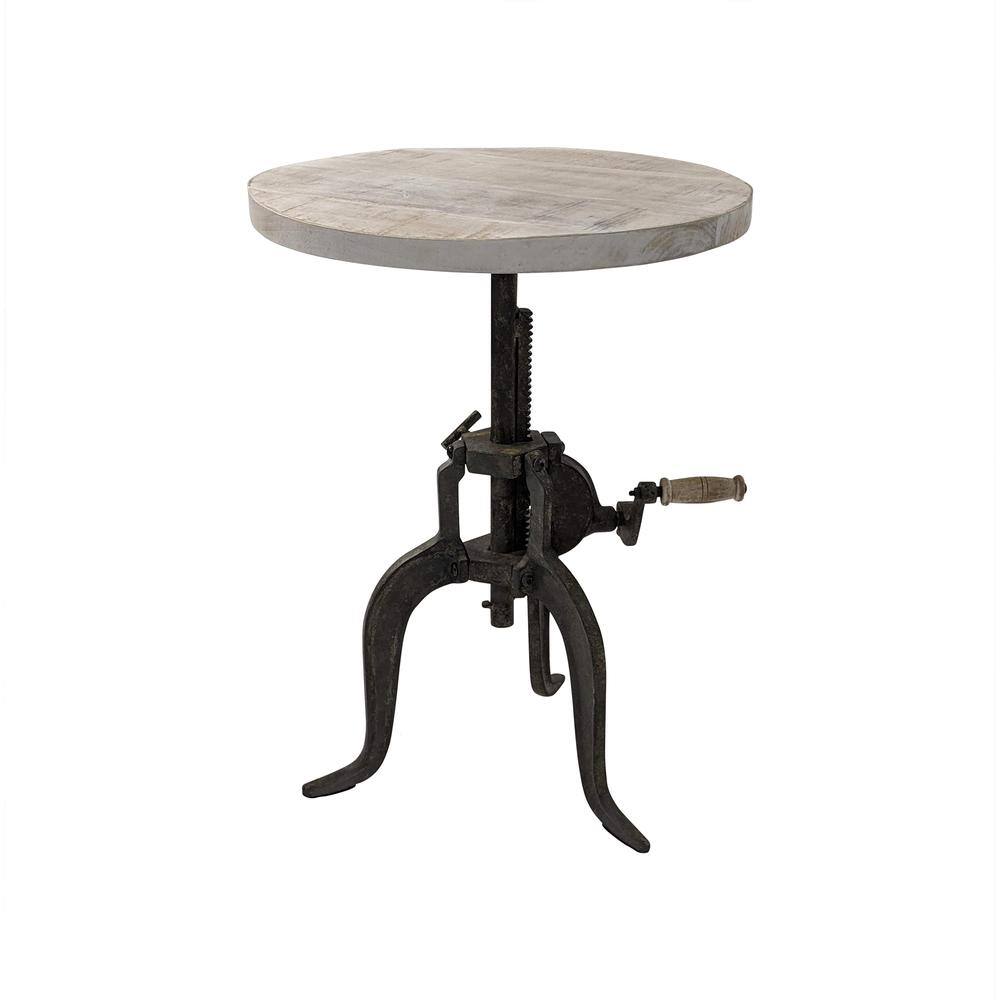 Front. Carolina Chair & Table - Regan Adjustable Accent Table - Natural Driftwood Top - Aged Iron Base - Natural Driftwood, Aged Iron.