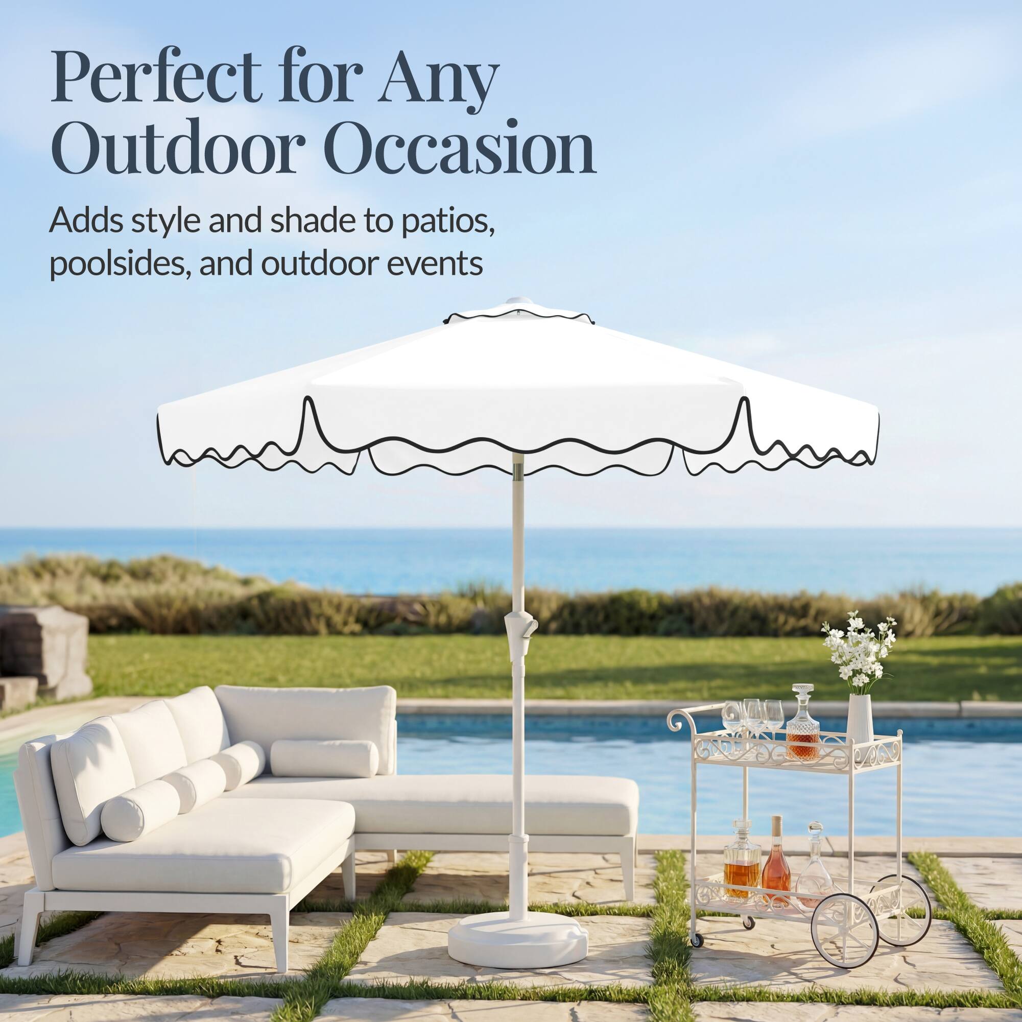 Perfect for Any Outdoor Occasion  
Adds style and shade to patios, poolside, and outdoor events