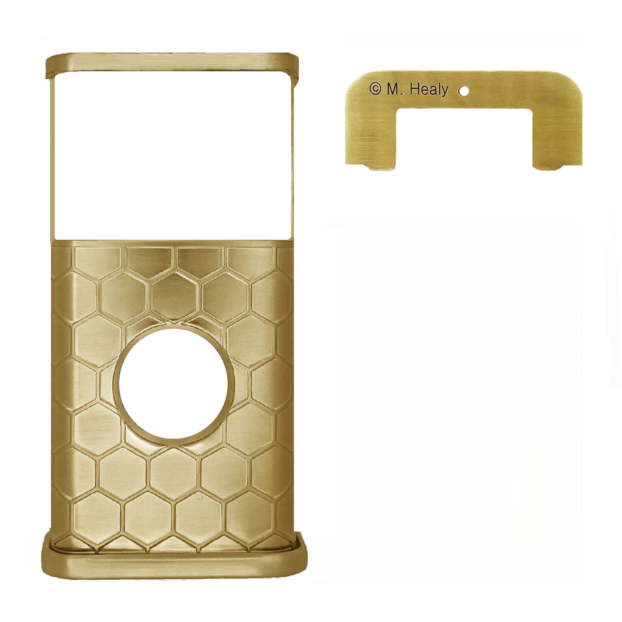 Back. Michael Healy - Honeycomb Video Doorbell Cover (Battery Doorbell 2024 Release) - Satin Brass.